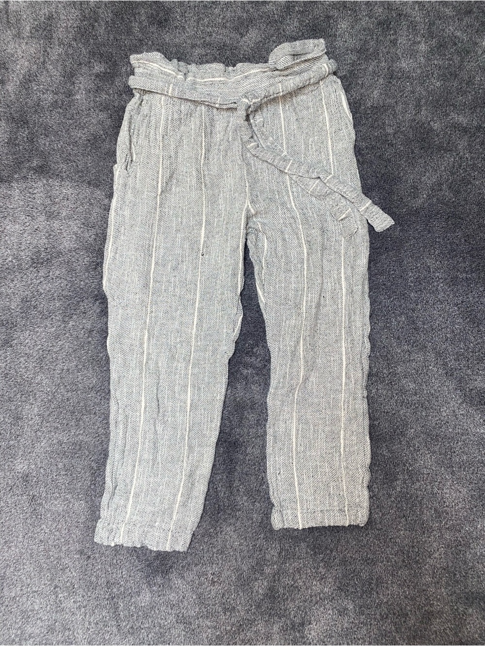Free People Paperbag Waist Cropped Stripe Pants Size 12